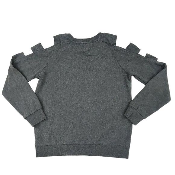Pinque Sweater Womens Small Gray Pullover Knit Cold Shoulder Crew Neck - Picture 2 of 7